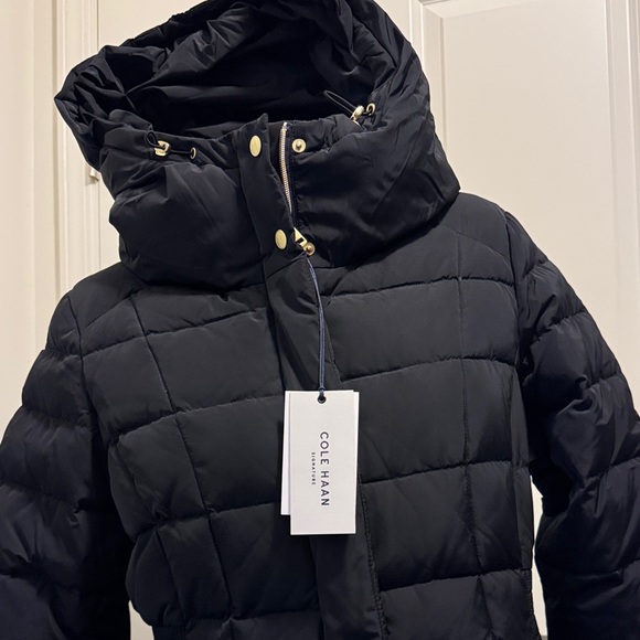 NEW Cole Haan Signature Women's Black Hooded Down Feather Puffer Jacket - Picture 4 of 13